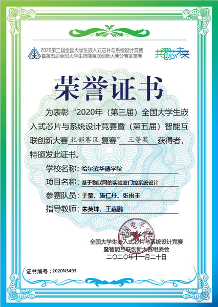 华德学子在第三届全国大学生嵌入式芯片与系统设计竞赛中斩获佳绩